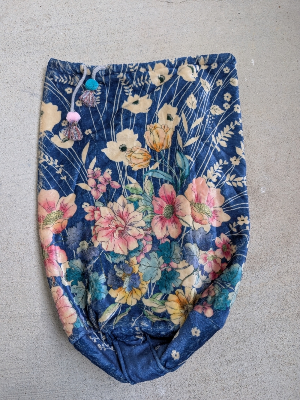 Johnny Was Boho Drawstring Blanket Bag Floral Print Travel Yoga Storage Bag